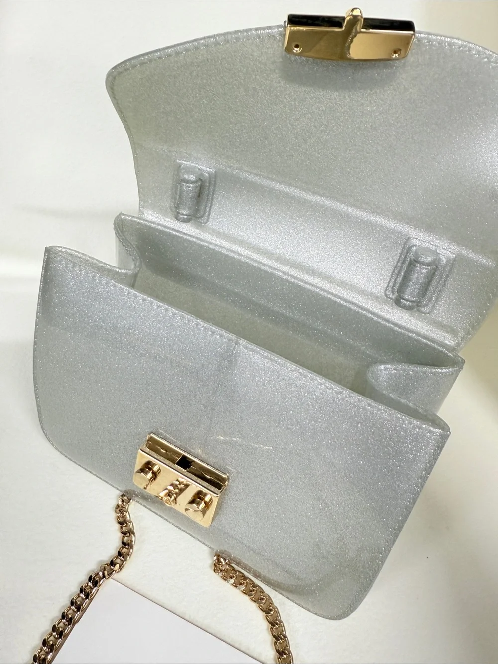 Furla Candy Meringa Mini Crossbody Bag In Silver